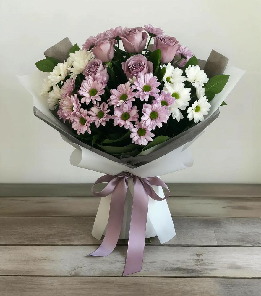 Букет цветов из: Хризантемы и Розы в Андреевское