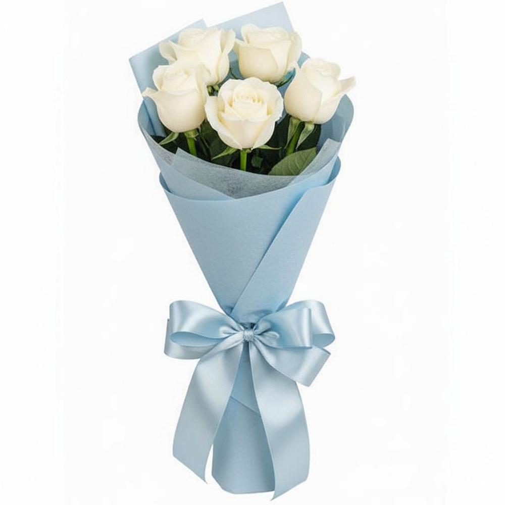 Букет 5 Белых роз Проуд в Андреевское