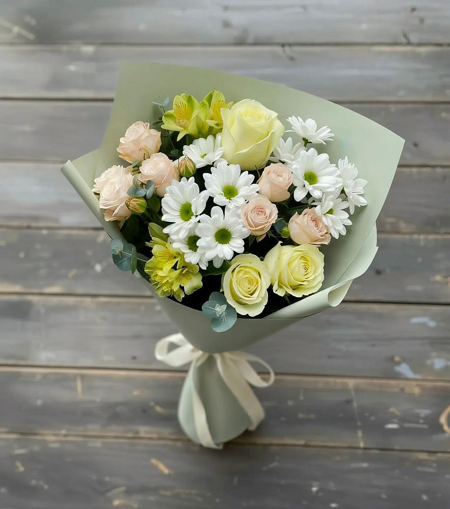 Букет цветов из: Альстромерии, Розы и Хризантемы в Андреевское
