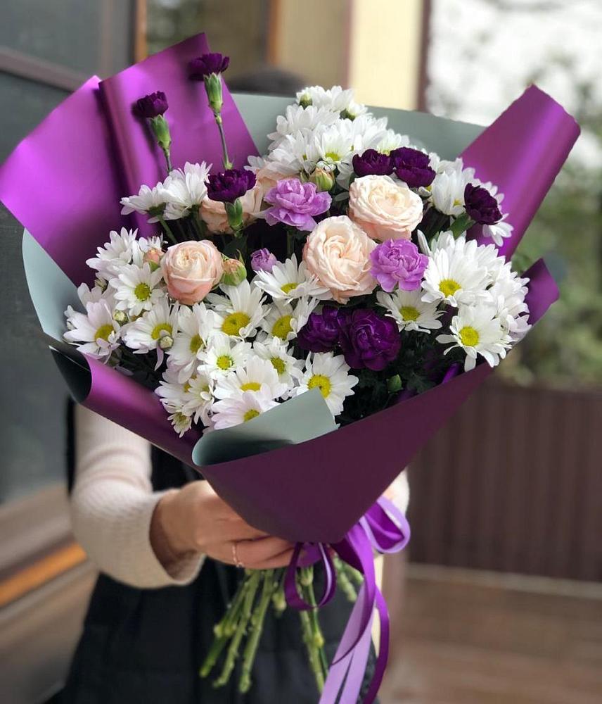 Букет цветов из: Хризантемы, Гвоздики и Розы в Андреевское