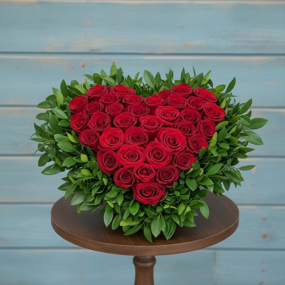 Цветочная композиция из Розы в виде сердца в Андреевское