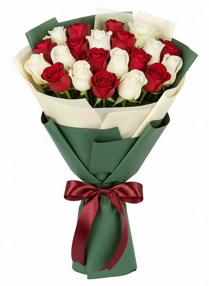 Букет Микс из красных и белых роз в Андреевское