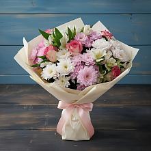 Букет цветов из:  Хризантемы, Альстромерии и Розы в Андреевское