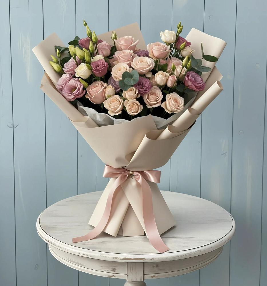 Букет цветов из: Розы и Лизиантусы в Андреевское