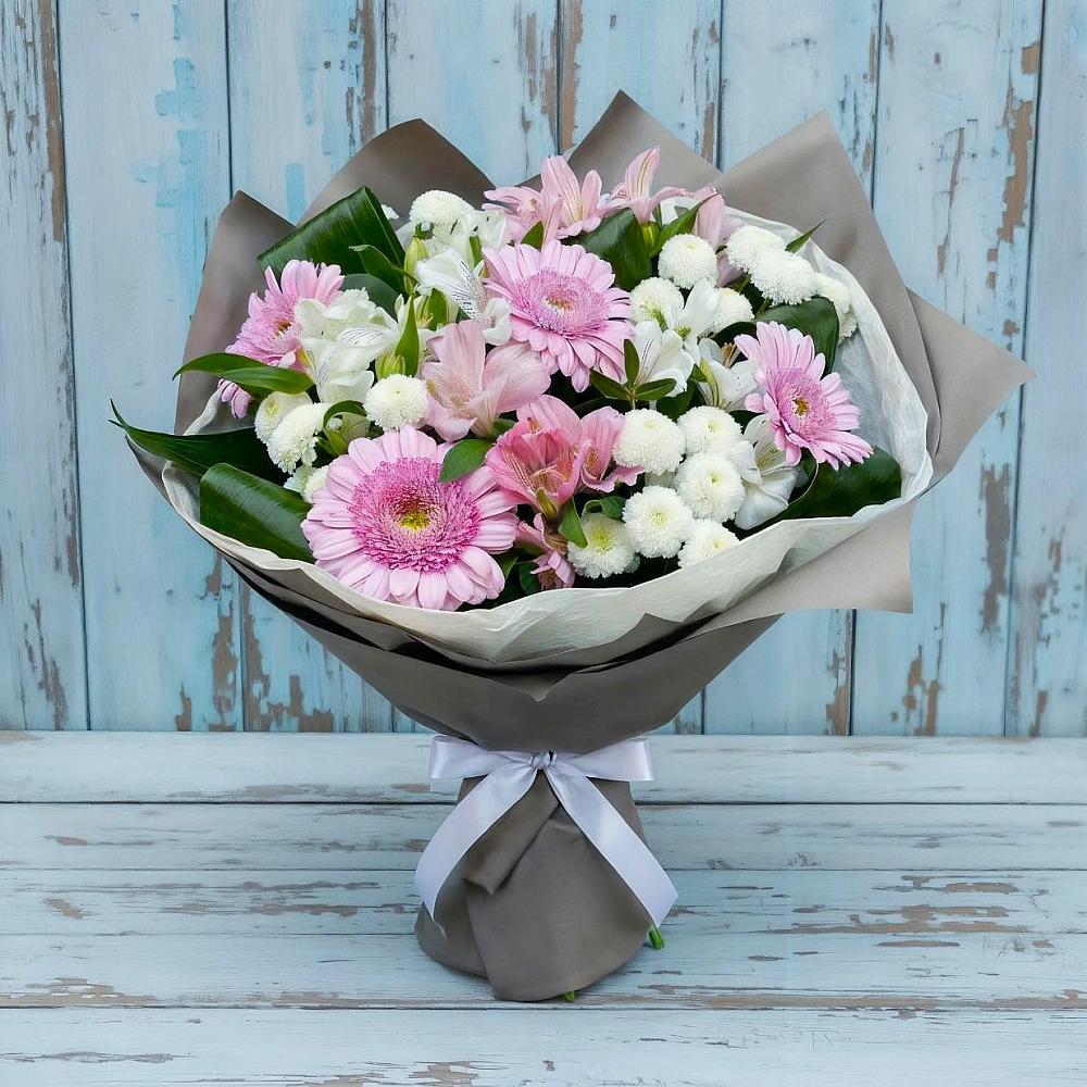 Букет цветов из: Герберы, Альстромерии и Хризантемы в Андреевское