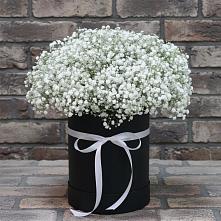 Цветочная композиция из Гипсофила в шляпной коробке в Андреевское