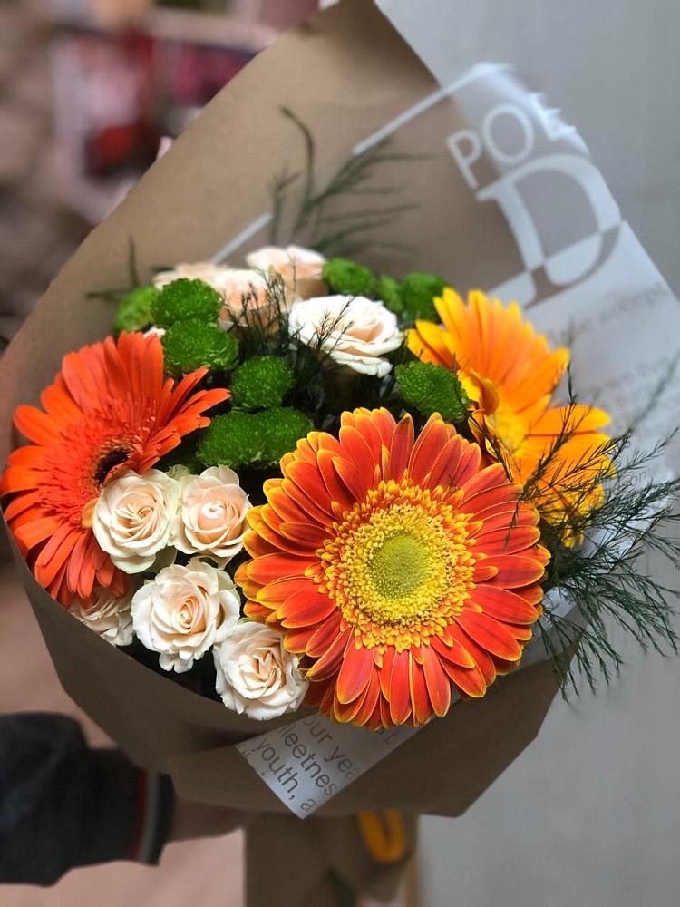 Букет цветов из: Герберы, Хризантемы и Розы в Андреевское